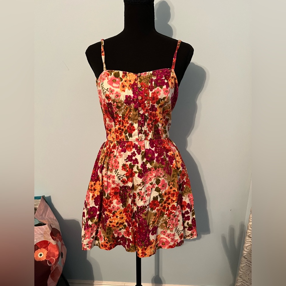 Floral tie back mini dress